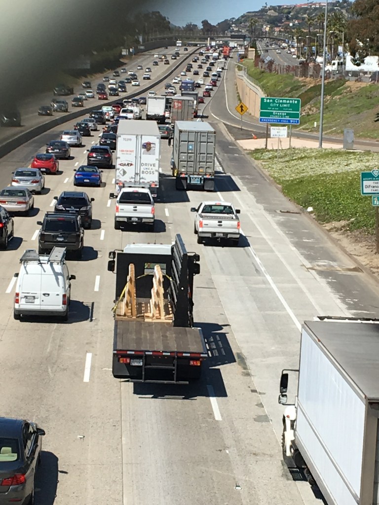 A view of northbound traffic on Interstate 5 from Cristianitos Road during Easter weekend in 2016